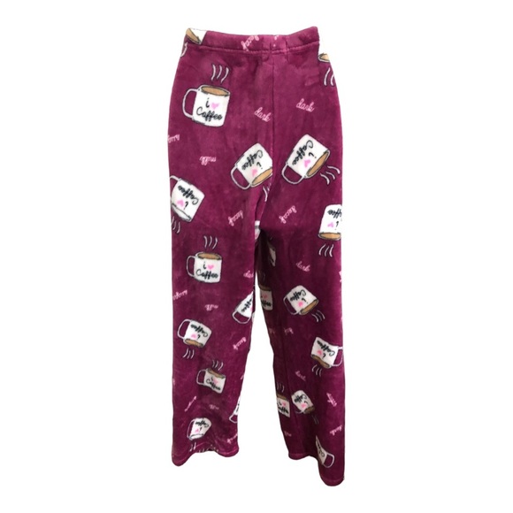 Dark red cozy coffee theme sequin printed‎ loungewear pajama pants size XL new - Picture 8 of 17